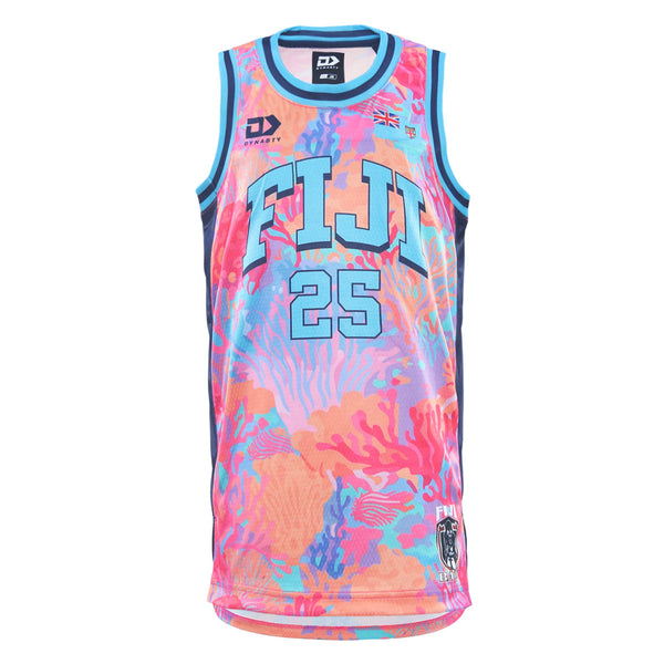2025 Fiji Bati Junior Basketball Singlet - Coral