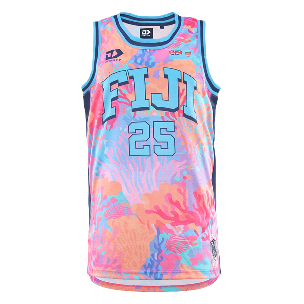 2025 Fiji Bati Mens Basketball Singlet - Coral