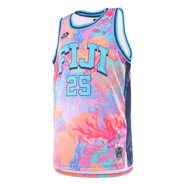 2025 Fiji Bati Mens Basketball Singlet - Coral