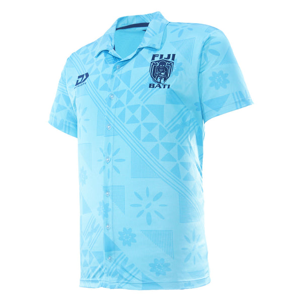 2025 Fiji Bati Mens Button Up Polo - Blue