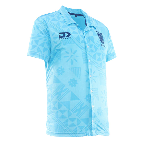 2025 Fiji Bati Mens Button Up Polo - Blue