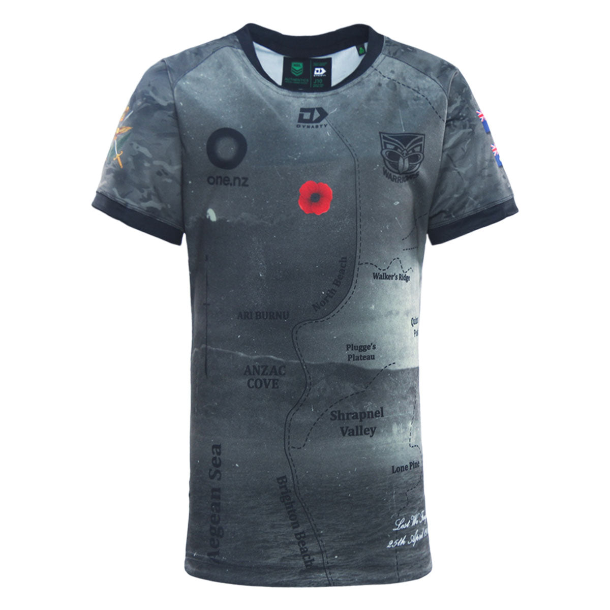 2025 New Zealand Warriors Junior ANZAC Round Warm Up Tee - Grey