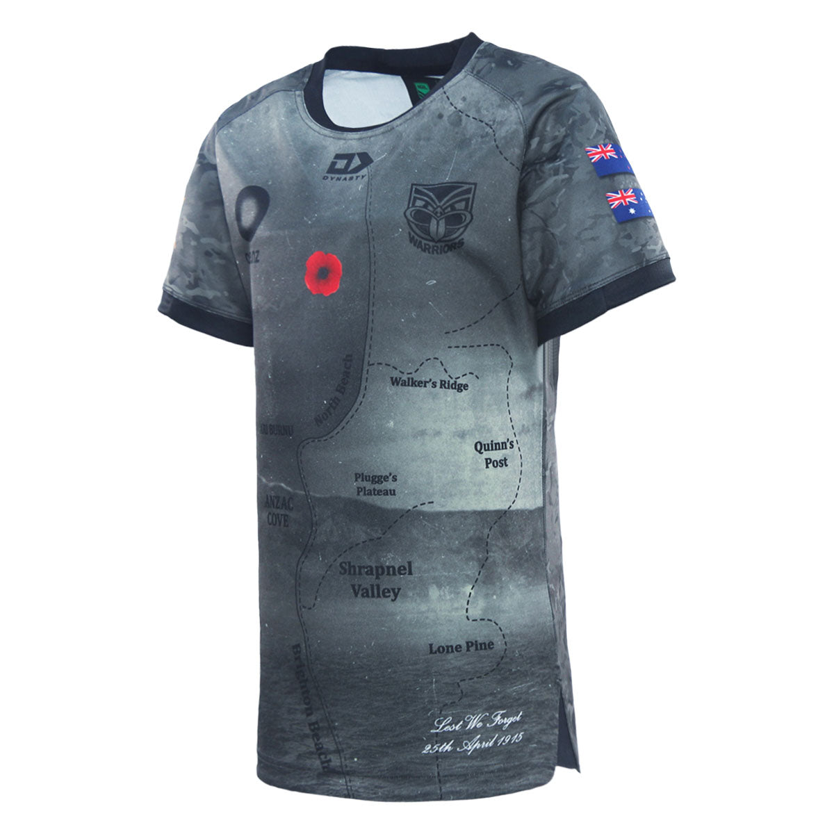2025 New Zealand Warriors Junior ANZAC Round Warm Up Tee - Grey