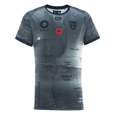 2025 New Zealand Warriors Mens ANZAC Round Warm Up Tee - Grey