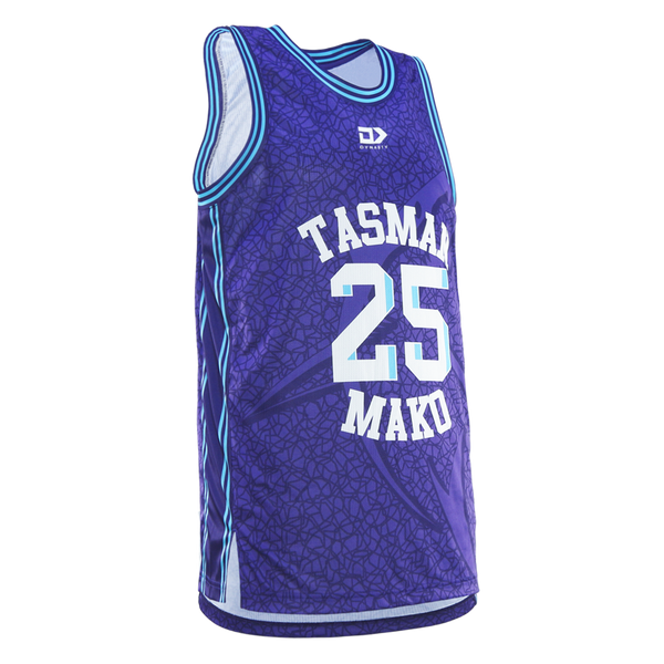 2025 Tasman Mako Mens Basketball Singlet - Purple