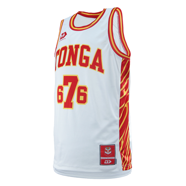 2025 Tonga Rugby League Junior Basketball Singlet - White