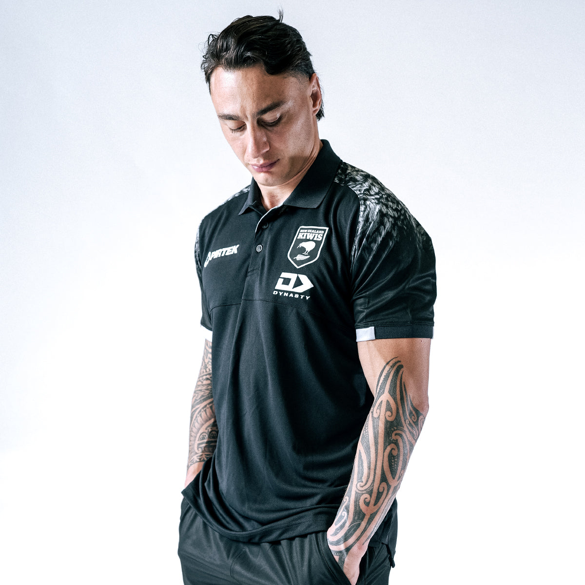 2025 Kiwis Rugby League Mens Media Polo - Black