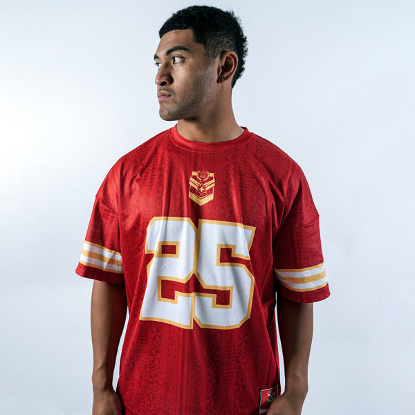 2025 Tonga Rugby League Mens Oversized Tee - Red