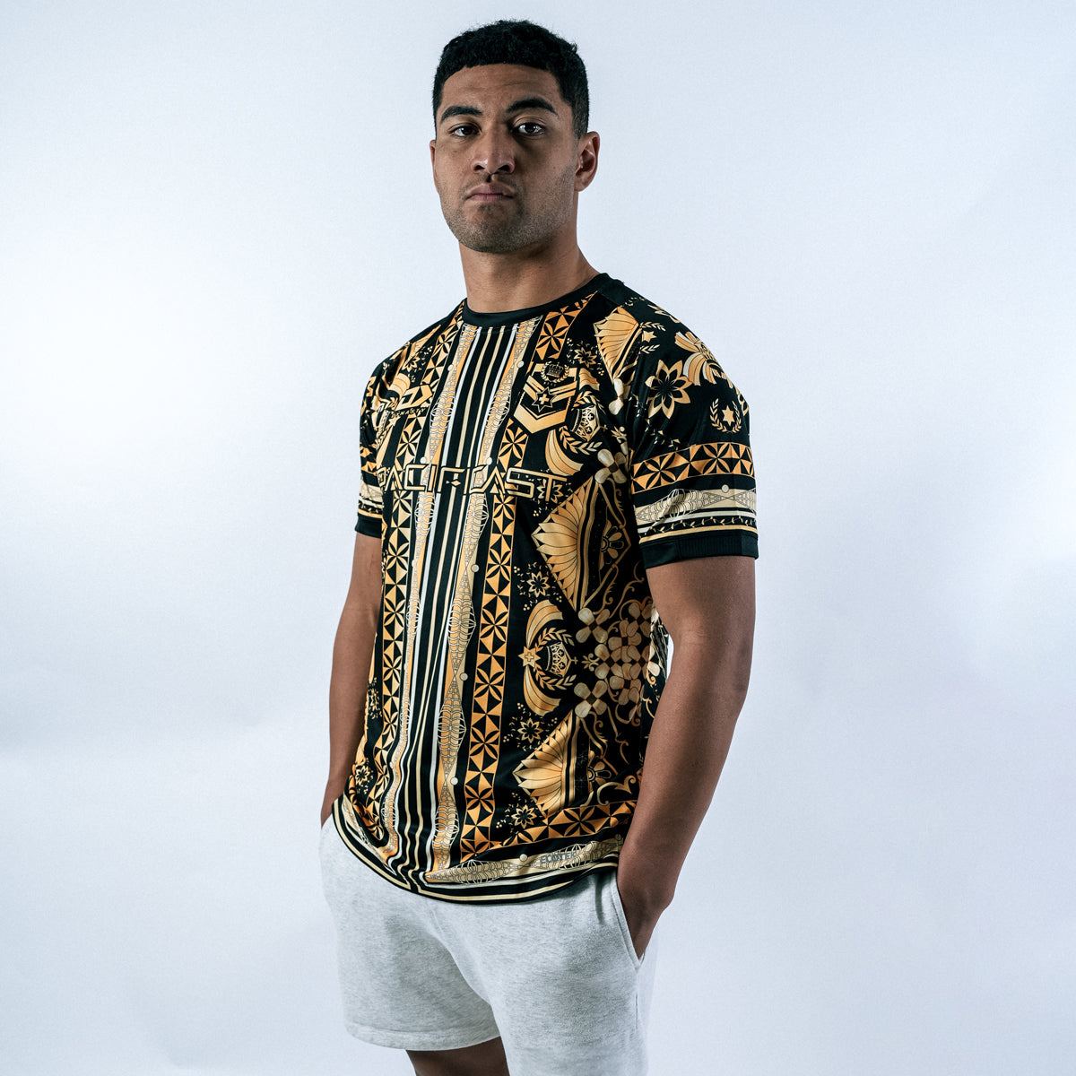 2025 Tonga Rugby League Mens Captains Run Tee - Gold