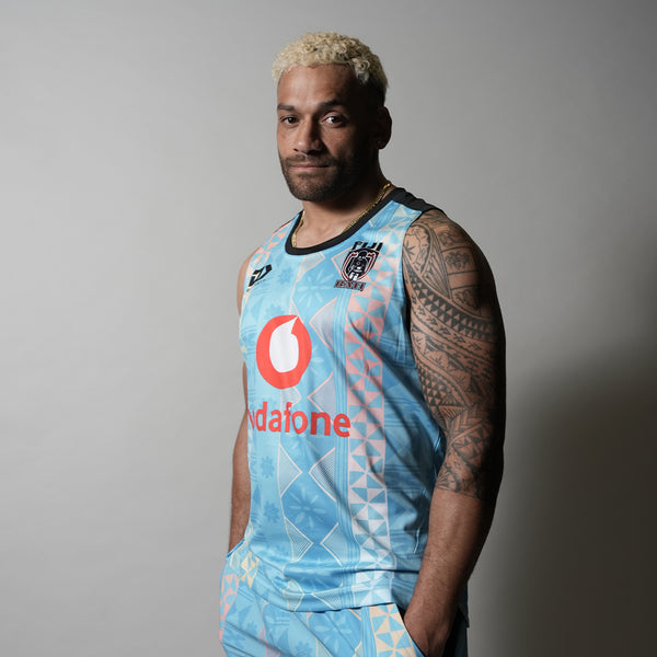 Fiji Bati Adults Training Singlet - Cyan