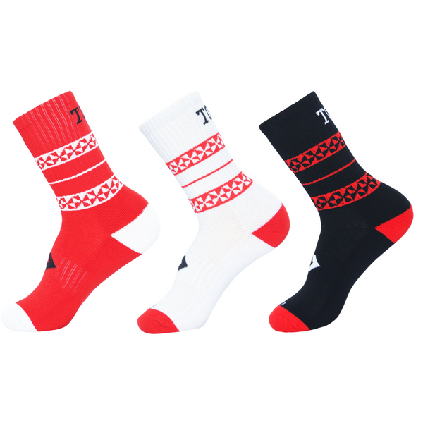 2025 Tonga Rugby League 3 Pack Crew Sock - Assorted